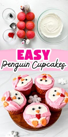 pink winter wonderland cupcakes easy penguin cupcakes Onederland Party Food, Onederland Cupcakes, Winter Onederland Cupcakes, Pink Winter Wonderland Cake, Winter Onederland Party Food, Party Food Winter, Winter Wonderland Baby Shower Cake, Winter Onederland Party Favors, Onederland Party Favors