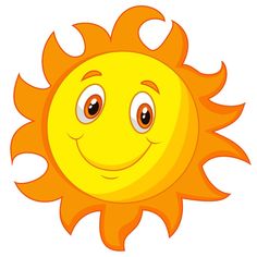 a cartoon sun with big eyes and smiling face, isolated on white background stock photo