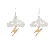 earrings with lightning and cloud on white background