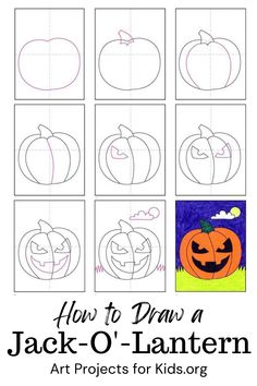 how to draw jack o lantern pumpkins for kids