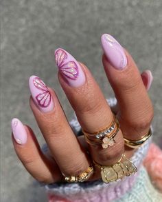 Nail Designs 2024: The Hottest Nail Trends To Try Barbie Pink Nails, Nail Design Glitter, Butterfly Nail Designs, Unghie Nail Art, Butterfly Nail Art, Pink Nail Art, Pink Nail, Butterfly Nail, Sparkly Nails