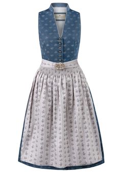 This classic and simple Stromberg Bavarian Women's Dirndl features lovely darker blue and grey colors. The apron is secured with a lovely silver colored apron clasp worn in front. This German Dirndl is styled with a traditional pattern. The details are lovely on this dirndl with a V-neck which creates a lovely neckline. Dirndl is 65cm from natural waist to hem.Blouse not included.Made from 100% cottonWashing Instructions: Dirndl can be machine washed in cool water, Cool Iron or can be dry cleaned.Imported from Germany. Lederhosen Women, Mens Lederhosen, Dirndl Blouse, Dirndl Dress, Dark Blue Grey, Women Midi, Blue Grey, Apron, Bodice