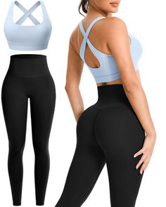 PRICES MAY VARY. Teardrop Shape and Crossover Design: This workout set has a unique waterdrop and crossed back design at the rear. The gym set is not only stylish and attractive but also offers better breathability and unrestricted movement. Allows air to circulate freely, keeping you cool and dry in intense yoga. Whether it's the elegant stretch in yoga or the passionate leap in fitness, This workout sets show your charm and makes you the focus Wide Straps and Removable Bra Pads: The wide shoul Fitness Gear For Women, Workout Outfits For Women, Workout Sets For Women, Gym Sets, Workout Gear For Women, Pilates Gym, Pilates Clothes, Yoga Outfits, Gym Clothes Women