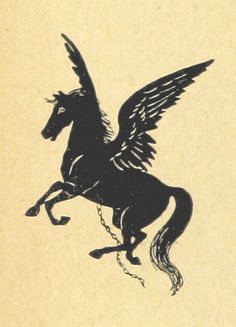 a drawing of a horse with wings on it's back