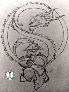 a drawing of a dragon sitting on top of a person