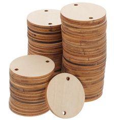 several wooden discs stacked on top of each other