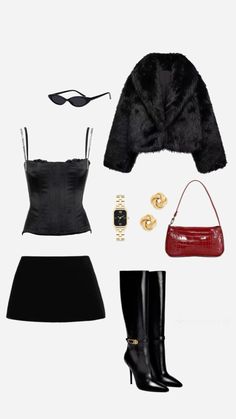 New Years Eve Outfits College, All Black Outfit For Party, Bartender Outfit, Bar Clothes, Rich Outfits, Casual Outfits For Teens, Fits Clothes, New Years Eve Outfits, Looks Street Style