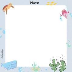 an ocean themed notepad with sea animals and fish on the bottom, under water