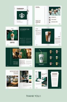 the starbucks coffee shop presentation is shown in green and white