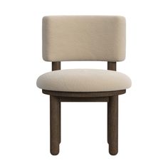 a white chair with a wooden frame and seat cushion on top of it's back