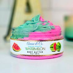 Watermelon Body Butter - amaninco Watermelon Body Butter, Homemade Body Care Products, Body Butter Recipe Whipped, Whipped Soap Diy, Hair And Skin Vitamins, Diy Body Scrub Recipes, Homemade Body Butter, Diy Body Butter, Body Butters Recipe