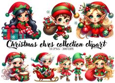 the christmas elves collection clipart is available for all kinds of holiday decorations and gifts