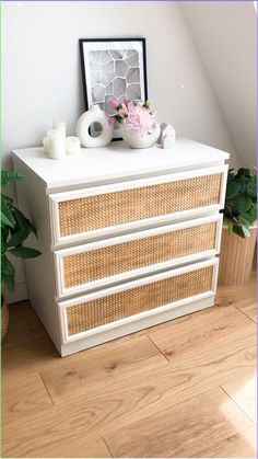 Malm Dresser Decor, Ikea Malm Drawers, Malm Drawers, Ikea Malm Dresser, Nightstand Makeover, Living Space Decor, Diy Nightstand, Ikea Malm