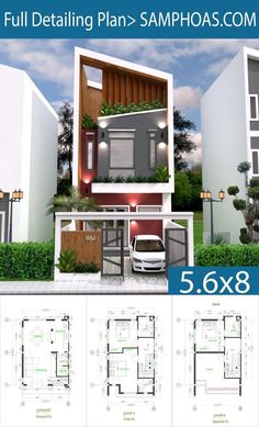 three story house plan with 3 car garage