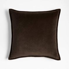 Deep Brown 20"x20" Washed Organic Cotton Velvet Throw Pillow with Feather Insert + Reviews | Crate & Barrel Organic Cotton Pillows, Beige Throws, Beige Throw Pillows, Coordinating Patterns, House Bedroom, Brown Pillows, Linen Throw Pillow, Velvet Pillow, Dream Apartment