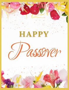 a happy passover card with flowers on it