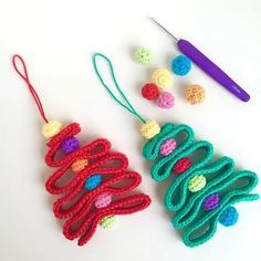 crochet christmas tree ornaments with knitting needles