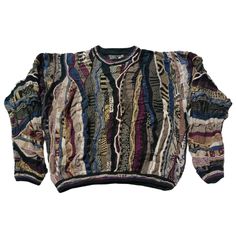 Vintage 90s Coogi Style Textured Knitted Crewneck Sweater - Classic Retro Knit Dive into the nostalgia of the 90s with this eye-catching vintage Coogi style crewneck sweater! Inspired by the iconic designs of Coogi Australia, this sweater features the same bold patterns and vibrant colors that defined an era. Perfect for fashion lovers who appreciate unique, statement pieces. Features: Era: 1990s Style: Coogi-inspired Material: High-quality Cotton blend (Soft, warm, and durable) Design: Multicol 1990s Streetwear, Retro Textured Knit Long Sleeve Sweater, Retro Long Sleeve Textured Knit Sweater, Retro Long Sleeve Textured Sweater, Streetwear Crew Neck Knit Sweater, Retro Textured Knit Winter Tops, Fall Vintage Jacquard Knit Tops, Vintage Crew Neck Knit Sweater, Vintage Jacquard Knit Tops