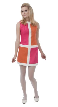 PINK/BURNT ORANGE MONDRIAN STYLE DRESS – Marmalade-shop 60’s Fashion, Sixties Style, 1960s Dresses, 1960 Fashion, Space Fashion, 60s 70s Fashion, Fashion 1960s, 60s And 70s Fashion, 1960's Fashion