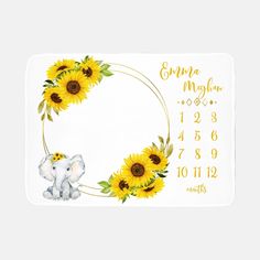 an elephant and sunflowers are on the calendar