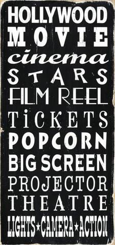 a black and white sign that says hollywood movies