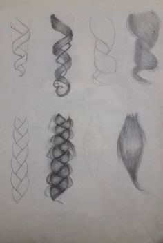 several different types of hair are shown in this drawing