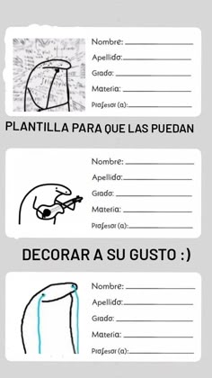 the instructions for how to draw a cartoon character in spanish and english, with pictures on each