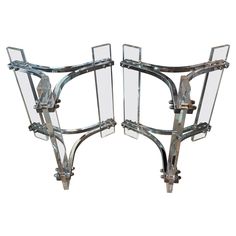 pair of art deco glass and chrome side tables for sale at 1stdirt com