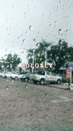 rain drops on the windshield of a car