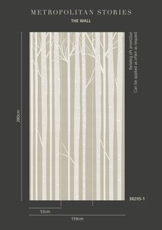 the metropolitan stories wallpaper is shown in grey and white, with trees on it