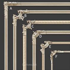 the details of an ornately carved wood frame and column with decorative carvings on each side