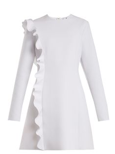 Crepe Dress Classy, Asymmetric Ruffle Dress, Classy Dress Outfits, African Clothing Styles, Little White Dresses, Crepe Dress, Classy Dress, African Dress, Simple Dresses