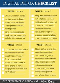 In this digital detox challenge I’ll not only give you tips to take a break from technology; I’ll teach you how to build more enjoyable online experiences. #SocialMediaDetox #DigitalDetox Digital Detox Challenge, Minimalism Challenge, Jamba Juice, Detox Challenge, Detox Tips, Squat Challenge, Social Media Break, Digital Organization, Free Checklist