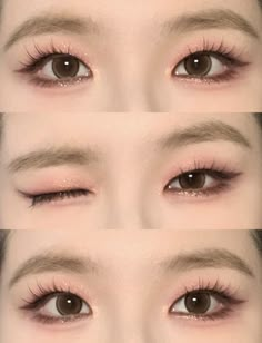 Makeup For Small Asian Eyes, Monolid Glitter Eye Makeup, Korean Eye Makeup Monolid, Hooded Korean Eye Makeup, Makeup Looks Monolid Eyes, Makeup Looks For Monolid Eyes, Korean Double Eyelid Makeup, Douyin Eye Makeup Monolid, Douyin Makeup Single Eyelid