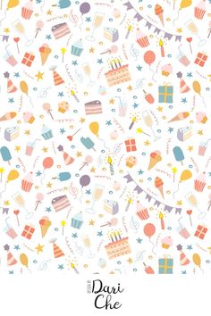 a birthday card with cake, balloons and stars on the bottom right corner is an image of