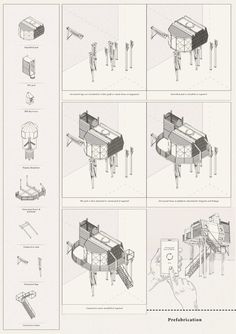 the instructions for an outdoor play structure are shown in black and white, with pictures of different