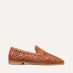 The Woven Andie Loafer - Saddle Saddle Leather, Sock Shop, Handmade Shoes, Shoes And Accessories, Crew Socks, The Struts, Saddle, Loafers, Leather