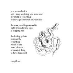 a poem written in black and white with an image of a snake on the page