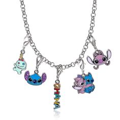 Embrace your love for all things Stitch with the Disney Stitch Interchangeable DIY Charm Necklace Set. This set includes adorable charms featuring Stitch, Angel, Scrump, and an "Ohana" charm, allowing you to mix and match to create your own personalized necklace. A perfect gift for fans of Lilo & Stitch! Stitch Scrump, Angel Stitch, Zodiac Pendant Necklace, Charm Choker Necklace, Diy Charm, Trending Necklaces, Zodiac Pendant, Choker Necklace Set, Initial Pendant Necklace