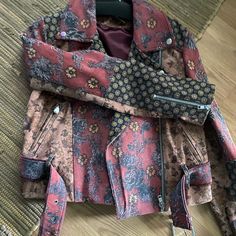 Mixed Print. 100% Leather. Zippers At Cuffs And Front With Lapels And Belt. Never Worn. Size Small Fall Patchwork Leather Jacket, Patchwork Leather Jacket For Fall, Fall Leather Jacket With Patchwork, Free People Leather Jacket, Mixing Prints, Leather Jackets, Free People, Jackets & Coats, Womens Sizes