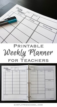 the printable weekly planner for teachers with text overlay that reads, printable weekly planner for teachers