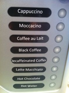 the coffee menu is clearly visible for all of us to know what they're talking about