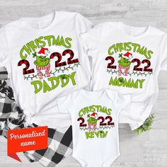 Custom Grinch Christmas Family  T-shirt Christmas Outfit Ideas For Family, Christmas Shirts Family, Family Holiday Pajamas, Personalized Christmas Shirts, Quotes Shirts, Quote Shirts, Christmas Pjs Family, Grinch Shirts, Matching Family Christmas Pajamas