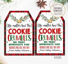 christmas cookie crumbles printable tags