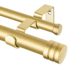 an image of a pair of handles on a door handle in gold color with two knobs