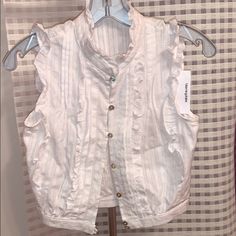 Sleeveless Shirt: Front Buttons; Don’t Know Of The Designer; Bought In Bloomingdales; Never Worn White Cotton Tank Top With Buttons, Sleeveless Shirt, Button Shirt, Shirt Color, Colorful Shirts, Color White, Womens Tops, Customer Support, Full Service