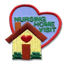 a house with a heart and the words nursing home visit on it's side