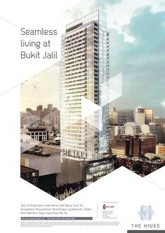 an advertisement for a skyscraper that has been designed to look like it is floating in the air