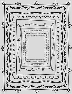 a square frame with an intricate design in black and white on a gray background illustration