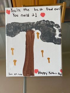 a handmade father's day card with an image of a tree on it